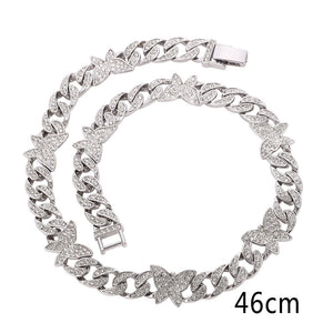 Small Butterfly Chain Diamond Rhinestone Necklaces