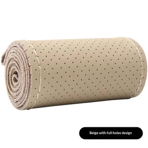 Hand Sewn Car Steering Wheel Protective Cover Leather Breathable Anti Slip Universal Suitable 38cm Elastic Band Texture Decor