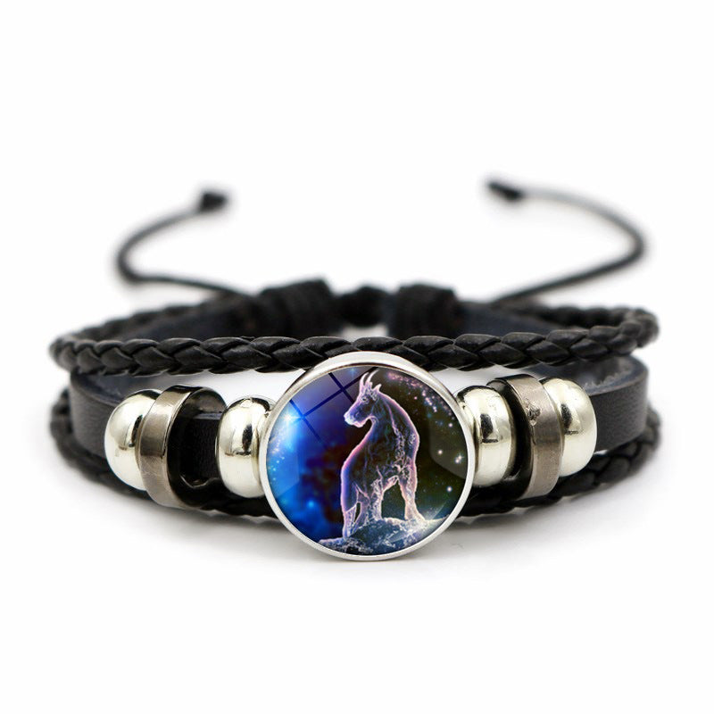 Time Beaded Leather Beaded Bracelet