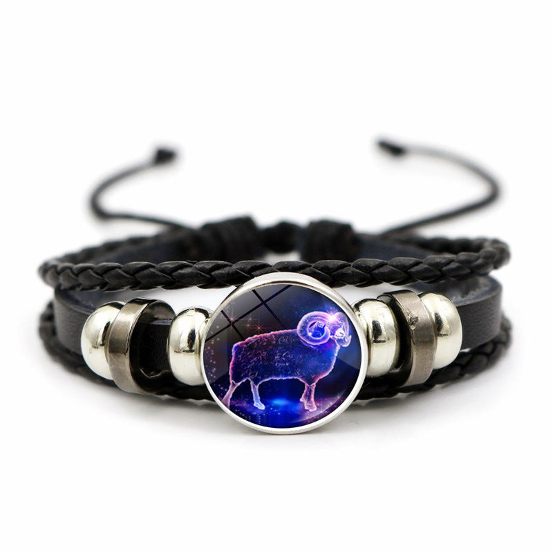 Time Beaded Leather Beaded Bracelet
