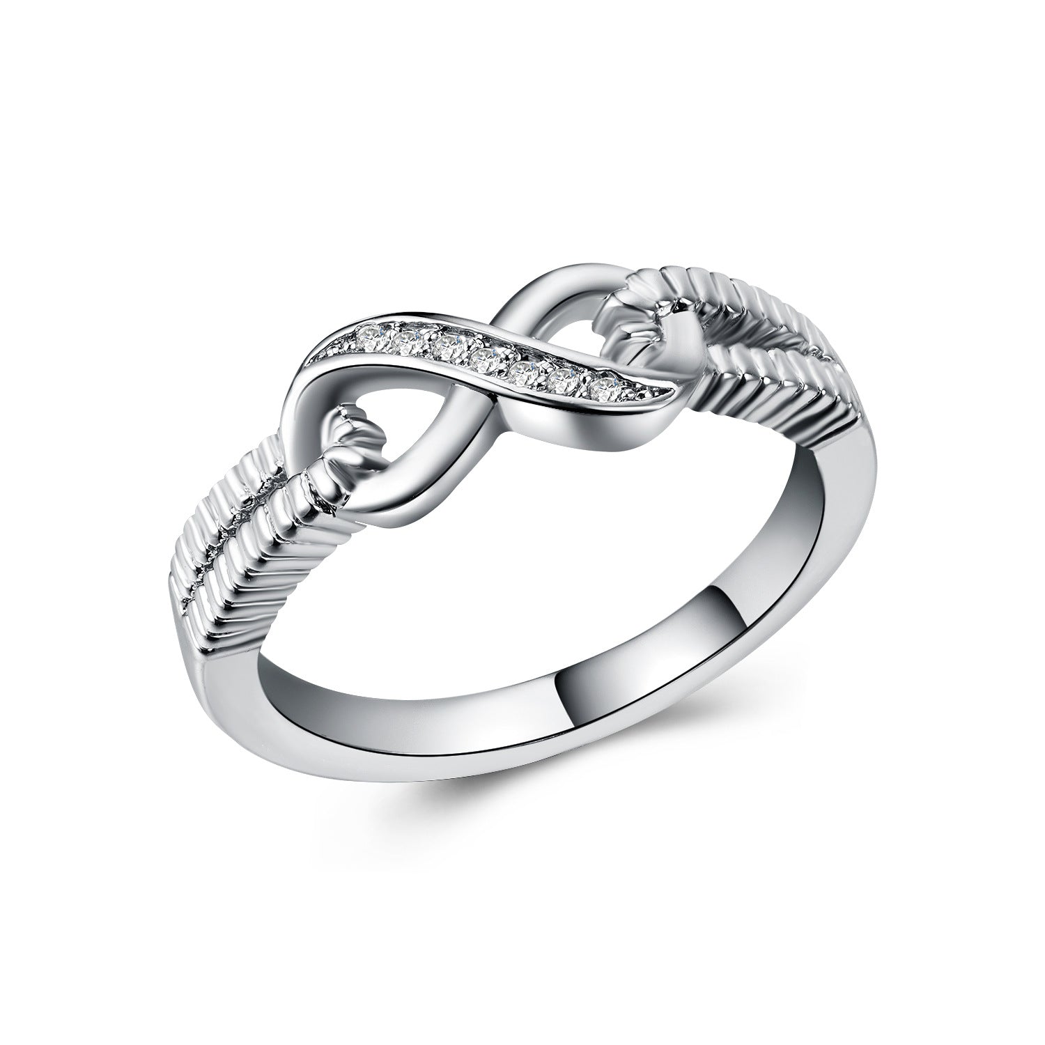 Fashion Women's Rings Copper Plated White Gold and Zircon Wedding Rings