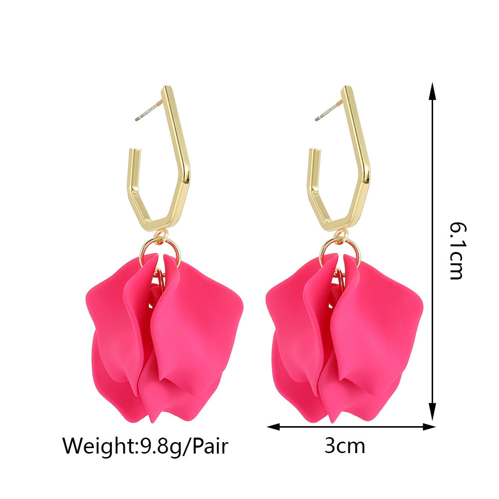 Acrylic Rose Petals Romantic Dangle Earrings
