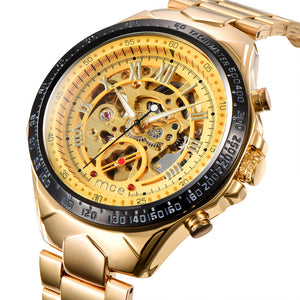 Mechanical watches and men’s mechanical watches with intricate golden dial and bracelet design.