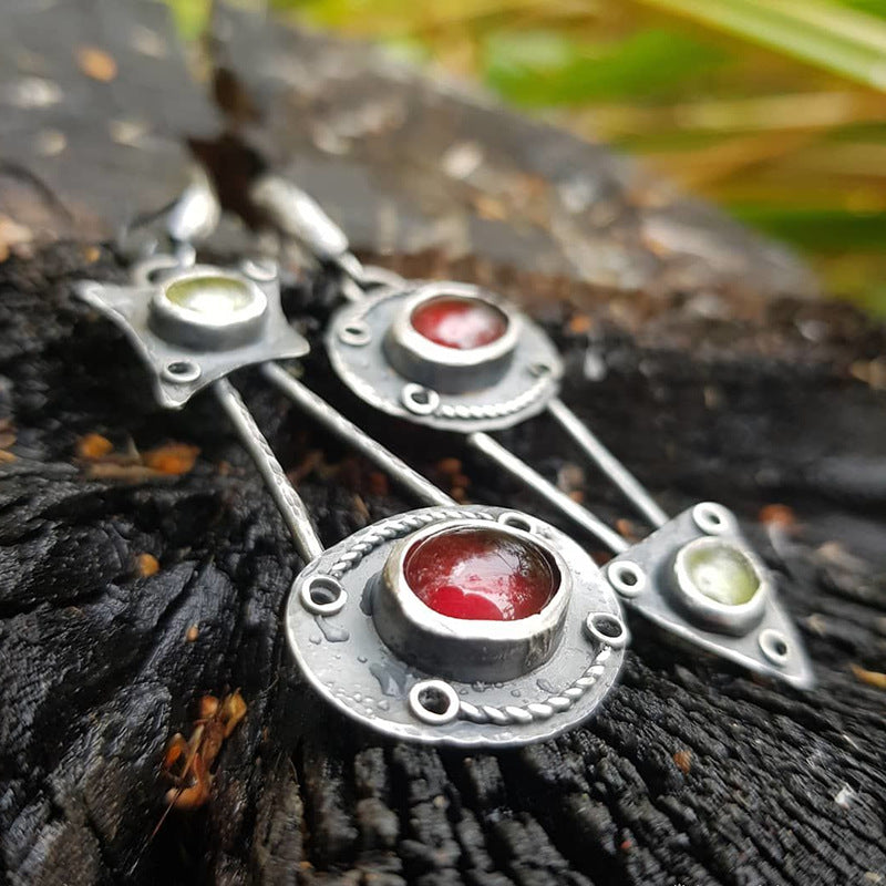Antique Geometric Asymmetric Mosaic Dangle Earrings Unique