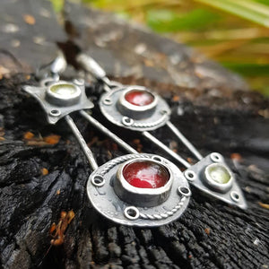 Antique Geometric Asymmetric Mosaic Dangle Earrings Unique