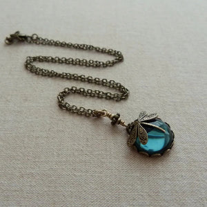 Vintage Bronze Hand Carved Dragonfly Pendant Necklaces For W