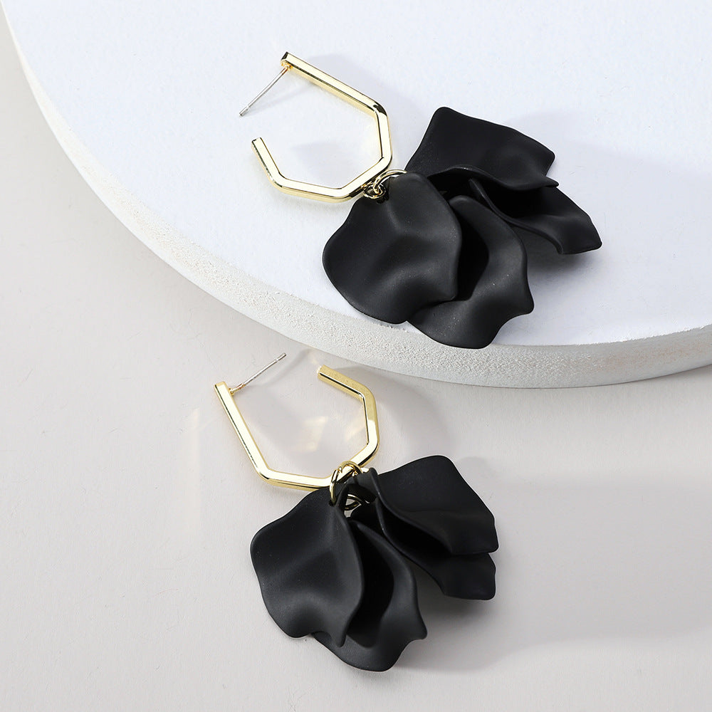 Acrylic Rose Petals Romantic Dangle Earrings