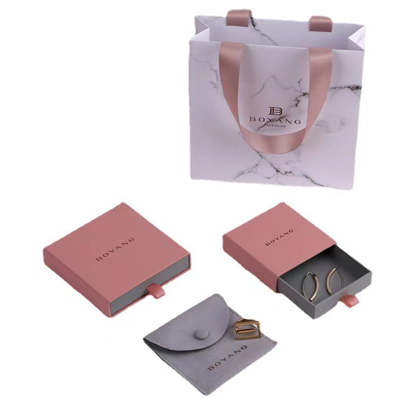 High-end Light Luxury Style Earrings Necklaces Rings Flannel Jewelry Packaging Jewelry Box