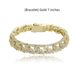 10mm Full Diamond Cuban Link Chain Hip Hop Necklaces