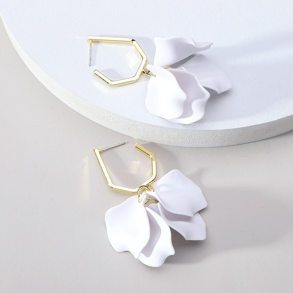 Acrylic Rose Petals Romantic Dangle Earrings