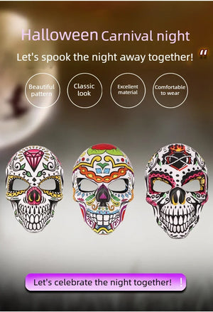 Halloween Day of the Dead Sugar Skull Mask Cosplay Party Carnival Dance Prop Adult Costume Decoration Festival Accessory