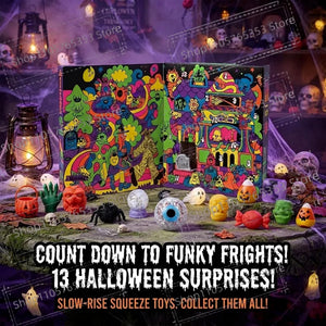 Halloween Advent Calendar,Spooky Squishy Slow Rise Stress Relief Countdown Gift Box for Halloween Party Favors Gifts for Friends