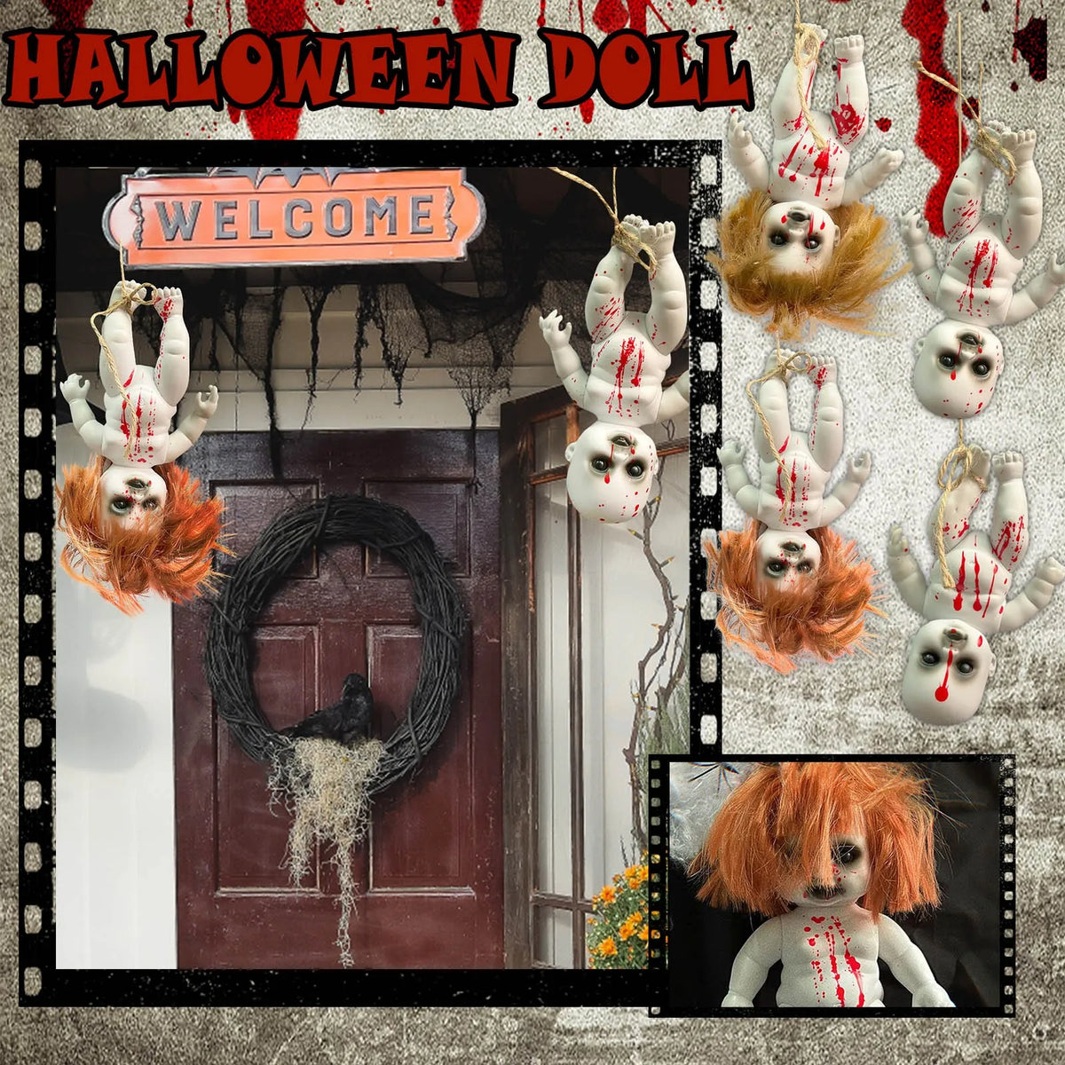 Halloween Hanging Ghost Dolls Spooky Tricky Toys Ornament Horror Atmosphere Bar Courtyard Prop Happy Halloween Day Party Decor