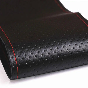 Hand Sewn Car Steering Wheel Protective Cover Leather Breathable Anti Slip Universal Suitable 38cm Elastic Band Texture Decor