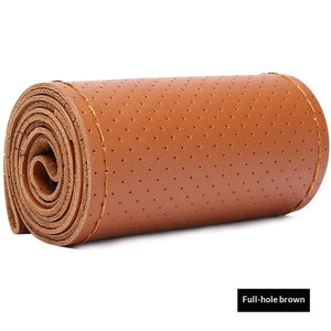 Hand Sewn Car Steering Wheel Protective Cover Leather Breathable Anti Slip Universal Suitable 38cm Elastic Band Texture Decor