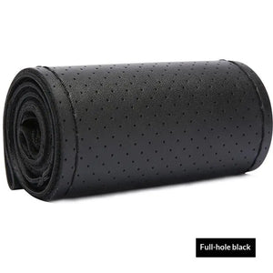 Hand Sewn Car Steering Wheel Protective Cover Leather Breathable Anti Slip Universal Suitable 38cm Elastic Band Texture Decor