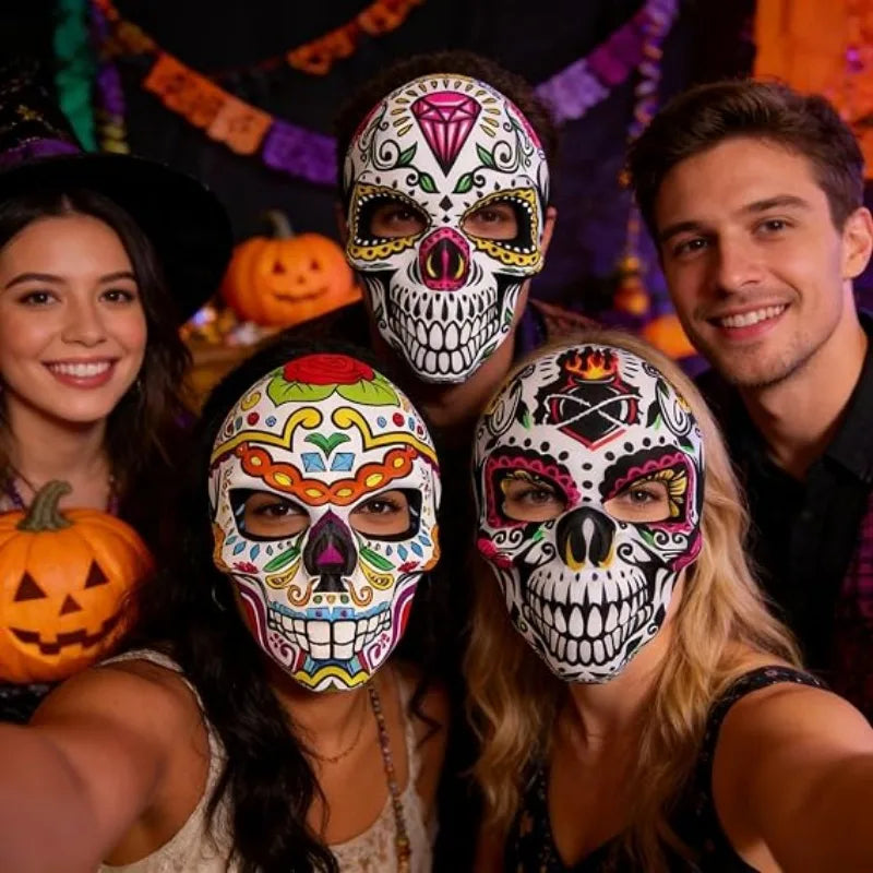 Halloween Day of the Dead Sugar Skull Mask Cosplay Party Carnival Dance Prop Adult Costume Decoration Festival Accessory