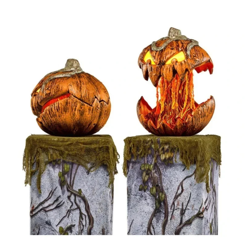 Halloween Pumpkin Animated Decor,Noise Activated Talking and Lifting,Creates Spooky Atmosphere for Halloween Party Decoration