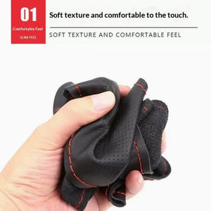 Hand Sewn Car Steering Wheel Protective Cover Leather Breathable Anti Slip Universal Suitable 38cm Elastic Band Texture Decor