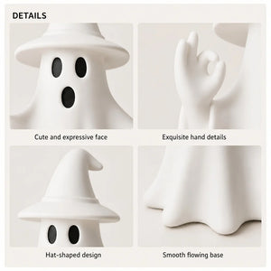 Halloween ghost ornament, 3D printed funny ghost figurine in an OK pose, suitable for home decoration, living room, bedroom