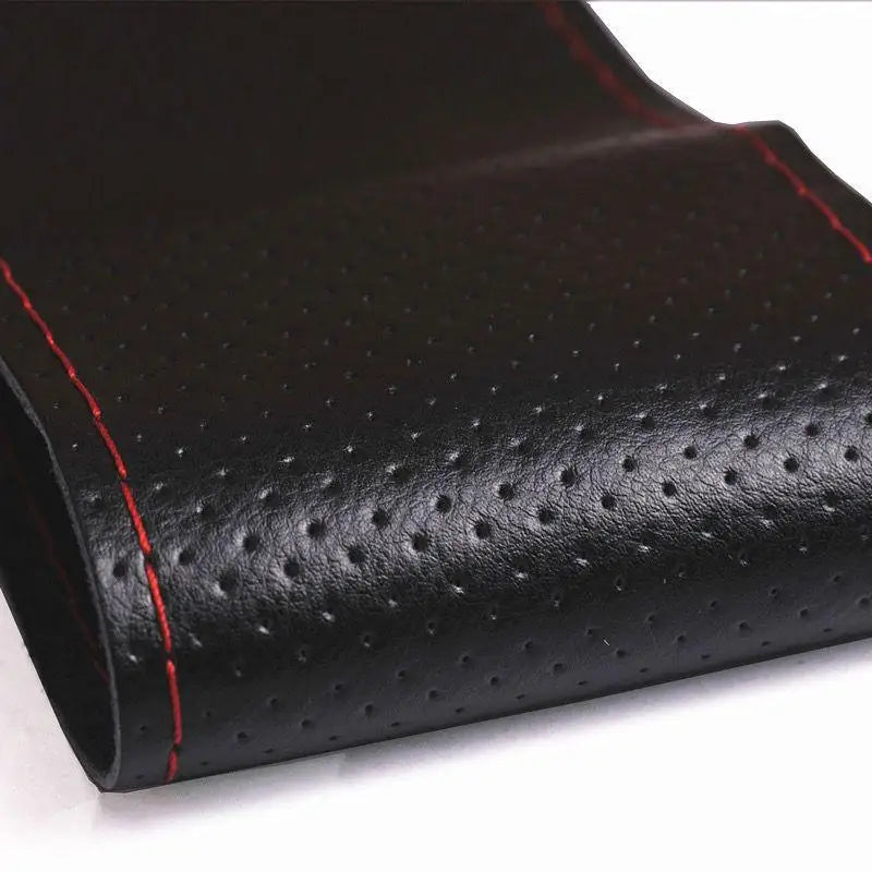 Hand Sewn Car Steering Wheel Protective Cover Leather Breathable Anti Slip Universal Suitable 38cm Elastic Band Texture Decor