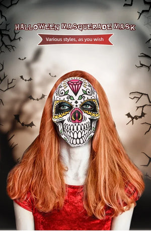 Halloween Day of the Dead Sugar Skull Mask Cosplay Party Carnival Dance Prop Adult Costume Decoration Festival Accessory