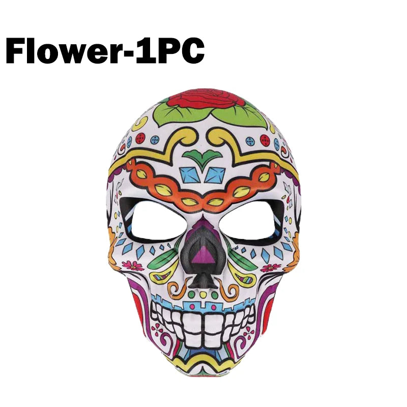 Halloween Day of the Dead Sugar Skull Mask Cosplay Party Carnival Dance Prop Adult Costume Decoration Festival Accessory