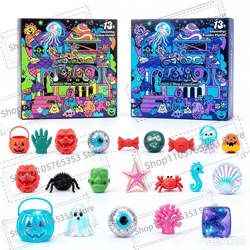 Halloween Advent Calendar,Spooky Squishy Slow Rise Stress Relief Countdown Gift Box for Halloween Party Favors Gifts for Friends