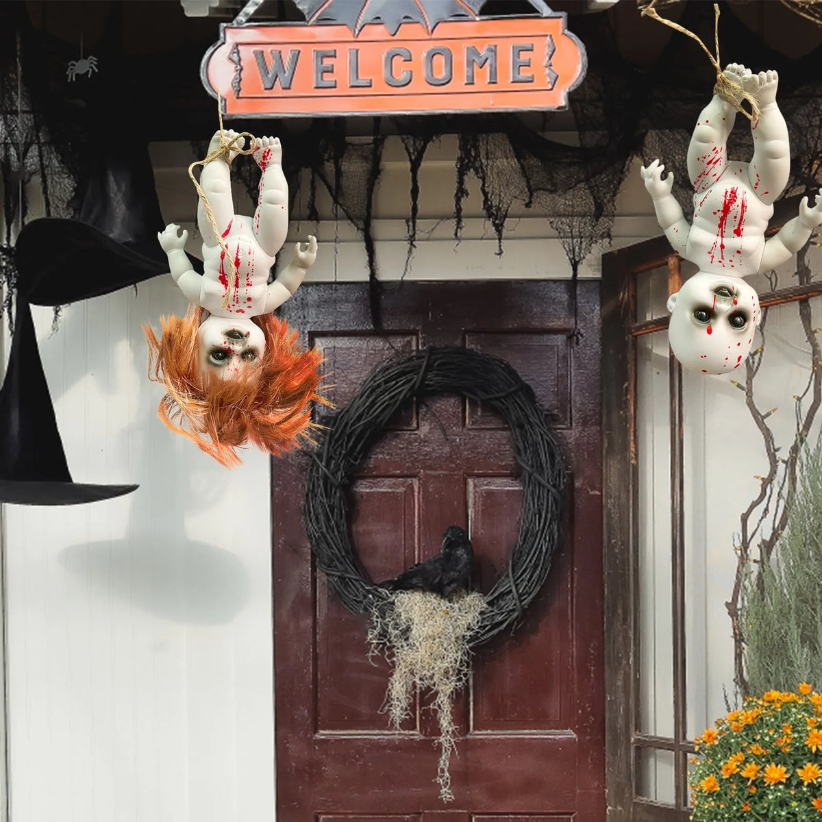 Halloween Hanging Ghost Dolls Spooky Tricky Toys Ornament Horror Atmosphere Bar Courtyard Prop Happy Halloween Day Party Decor
