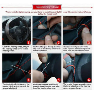 Hand Sewn Car Steering Wheel Protective Cover Leather Breathable Anti Slip Universal Suitable 38cm Elastic Band Texture Decor