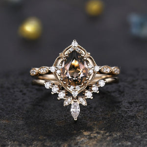 Champagne Zircon Ring European And American Retro Women's Engagement Couple Rings