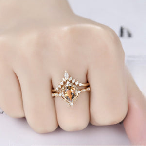 Champagne Zircon Ring European And American Retro Women's Engagement Couple Rings