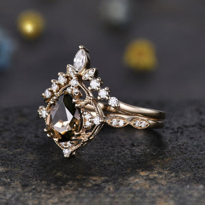 Champagne Zircon Ring European And American Retro Women's Engagement Couple Rings