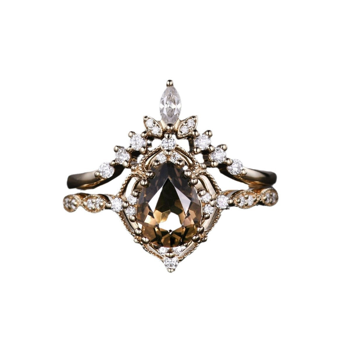 Champagne Zircon Ring European And American Retro Women's Engagement Couple Rings