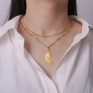 Crow Pendant Welding Chain Stainless Steel Men's And Women's Necklaces